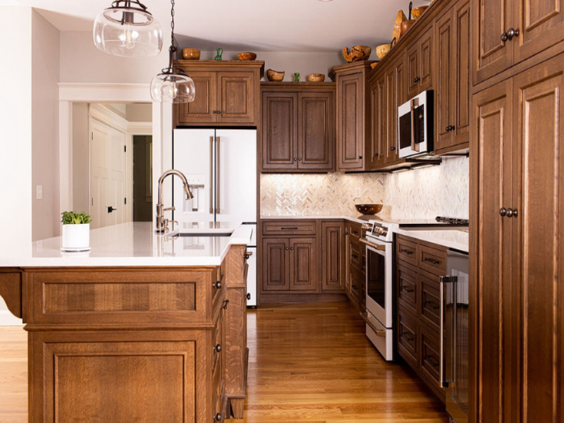 YALIG خزانة مطبخ بلوحة باب ذات جودة عالية بتصميم وحدات بلون الجوز