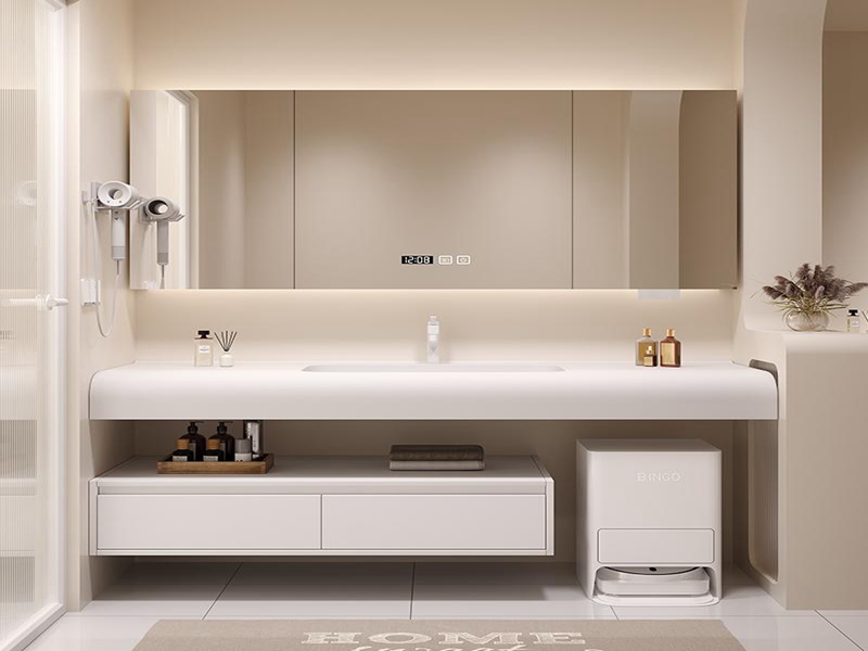 الفاخرة الحائط المرحاض الغرور بالوعة حوض غسيل خزانة حمام مع مرآة ذكية مرآة حمام خزانة الحائط
