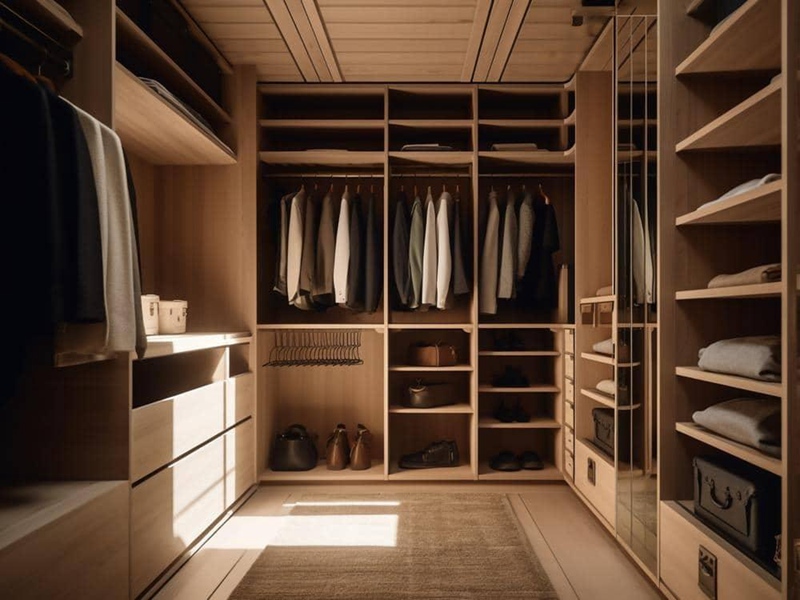 خزانة ملابس مصنوعة من الخشب الصلب على الطراز الأوروبي الطبيعي مع مساحة تخزين ضخمة
