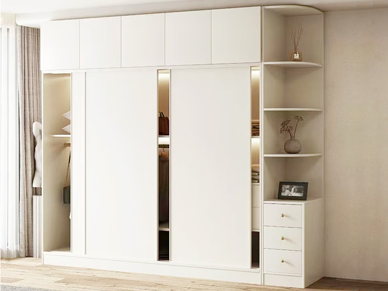 White Sliding Door Wood Bedroom Wardrobe