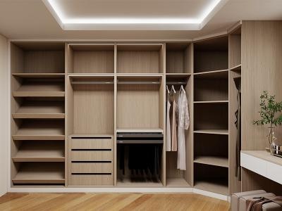 Wood Grain Color Multi-Storage Space Walk-In Wardrobe